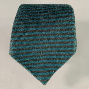 ADAM KIMMEL Teal Black Stripe Cotton Skinny Tie